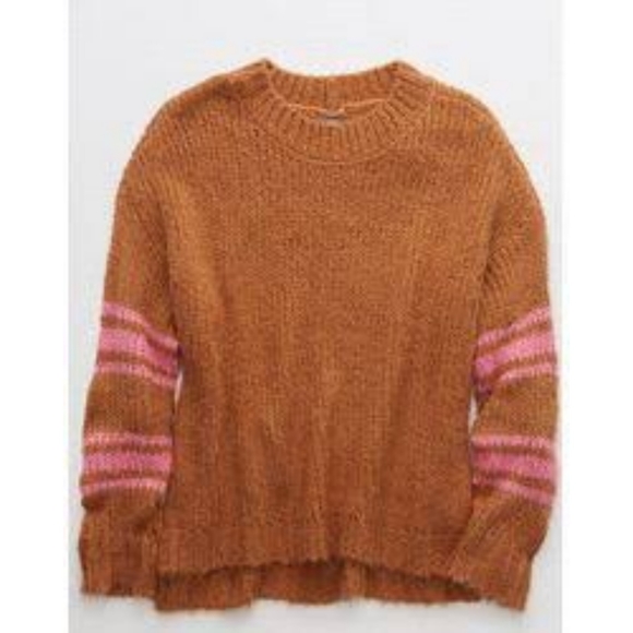 NEW Aerie crew neck striped sleeves sweater - Picture 6 of 9